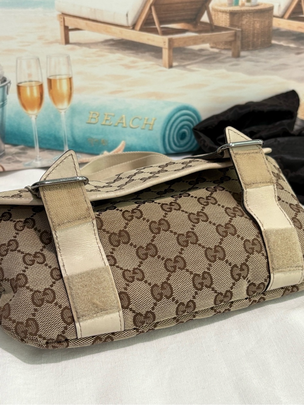 Authentic Gucci GG Canvas Leather Belt Crossbody waist Bag with Dust Cover - Picture 14 of 16
